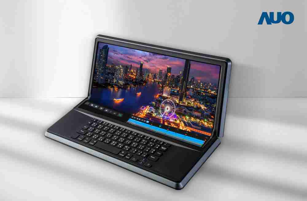 赏金国际14.6吋Micro LED折迭显示屏幕，，，搭配半径4mm的弯折绞炼，，以及高画素、、、、高亮度、、、高对比度的显示技术特点，，，，即便在大视角下仍保有绝佳色相与亮度