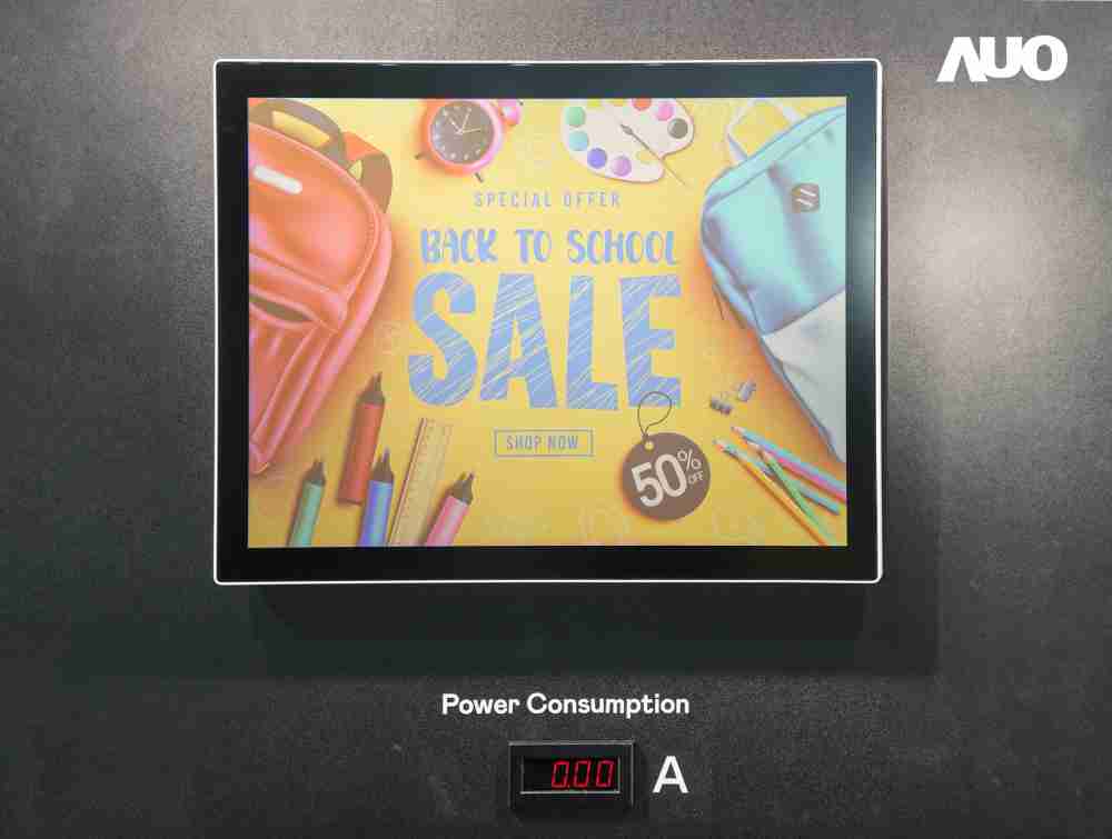 赏金国际展示胆固醇液晶超低耗能户外全彩显示器，，，，ChLC（胆固醇液晶）以双稳态技术使静态显示零功耗，，具省电、、、、高彩度、、、环保的特性，，，还整合软硬件系统解决方案，，，，可透过单一云端平台管理