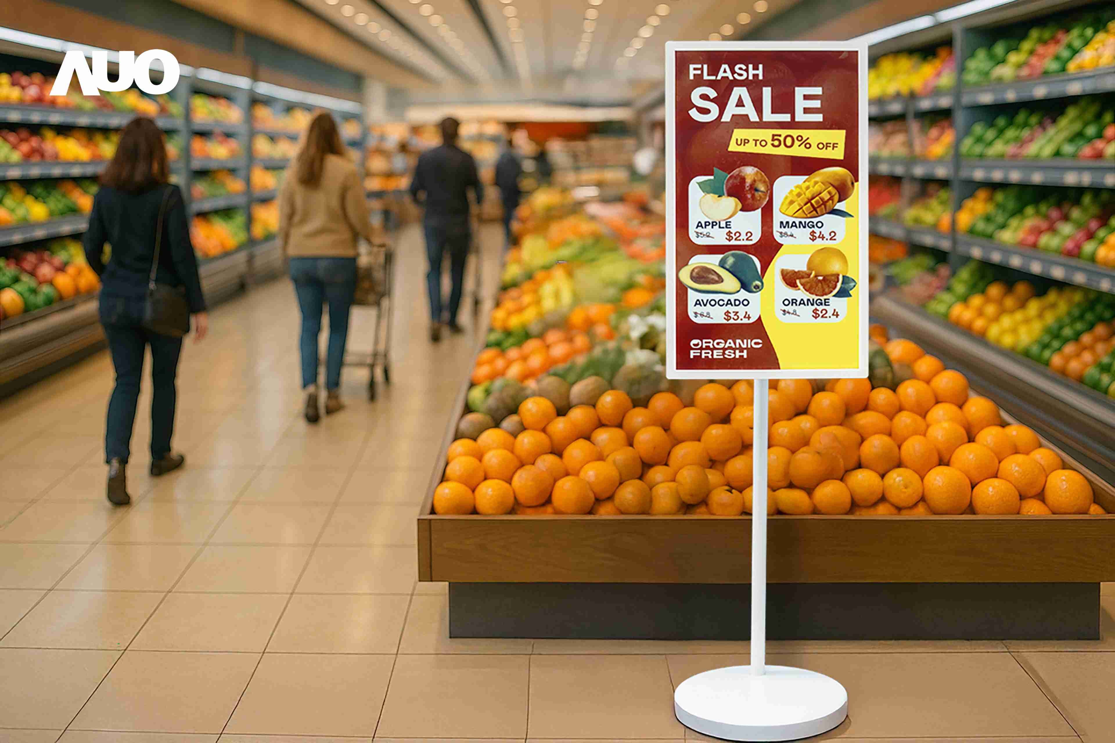 达擎首亮相低功耗、、全彩的〝aecoPost电子纸解决方案〞，，，仅在更新画面时需要微量的电力驱动，，，无需布建电线的便捷设计，，，，使其可灵活应用、、、随意置放，，并可透过云端或行动装置app，，轻松管理及排程广告内容，，，晋升店头营销利器。。。